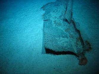 Large piece of twisted steel in debris field